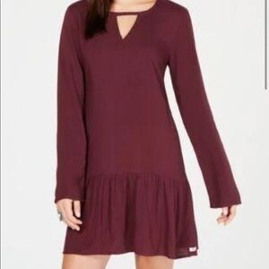 Hurley Cabo Cutout Drop-Waist Dress Wine Color